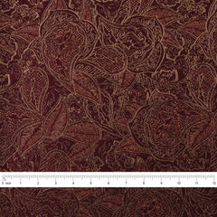Byzantine Brocade Fabric, Metallic Burgundy