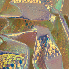 Textured Geometric Fabric, Iridescent Silver