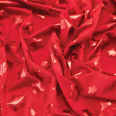 Stretch Fabric, Red Star Pattern, Red