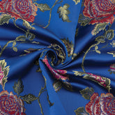 4 Seasons French Brocade Fabric, Floral, Blue & Red